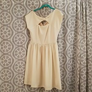 elegant cream short dress, bow top